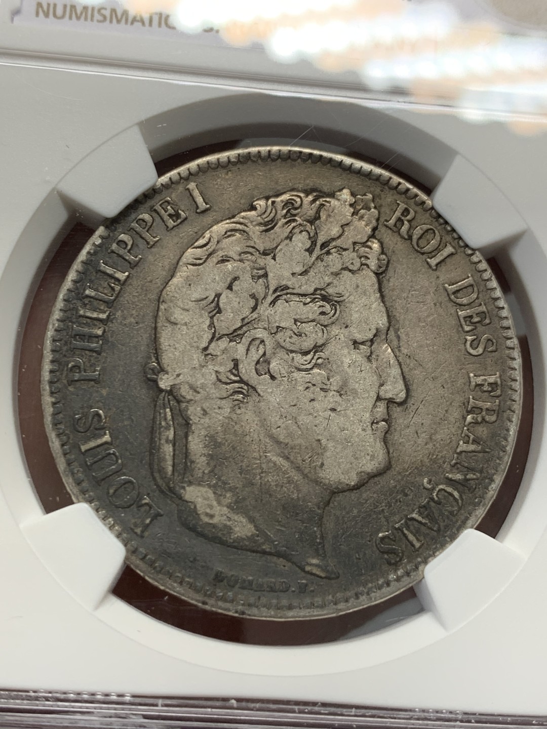 《竞宝斋》第128场-周日，周一 ，2场连拍（全场包邮） NGC VF35 法国 1834年I版 5法郎银币 原味包浆