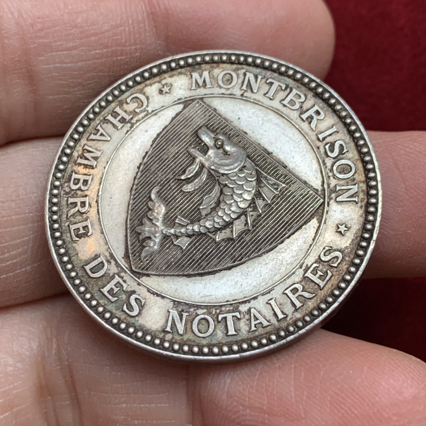 《竞宝斋》第128场-周日，周一 ，2场连拍（全场包邮） 法国 1876 蒙布里森公证处 银章 18.5克 36mm直径 细节丰富 保存的非常好 带银标