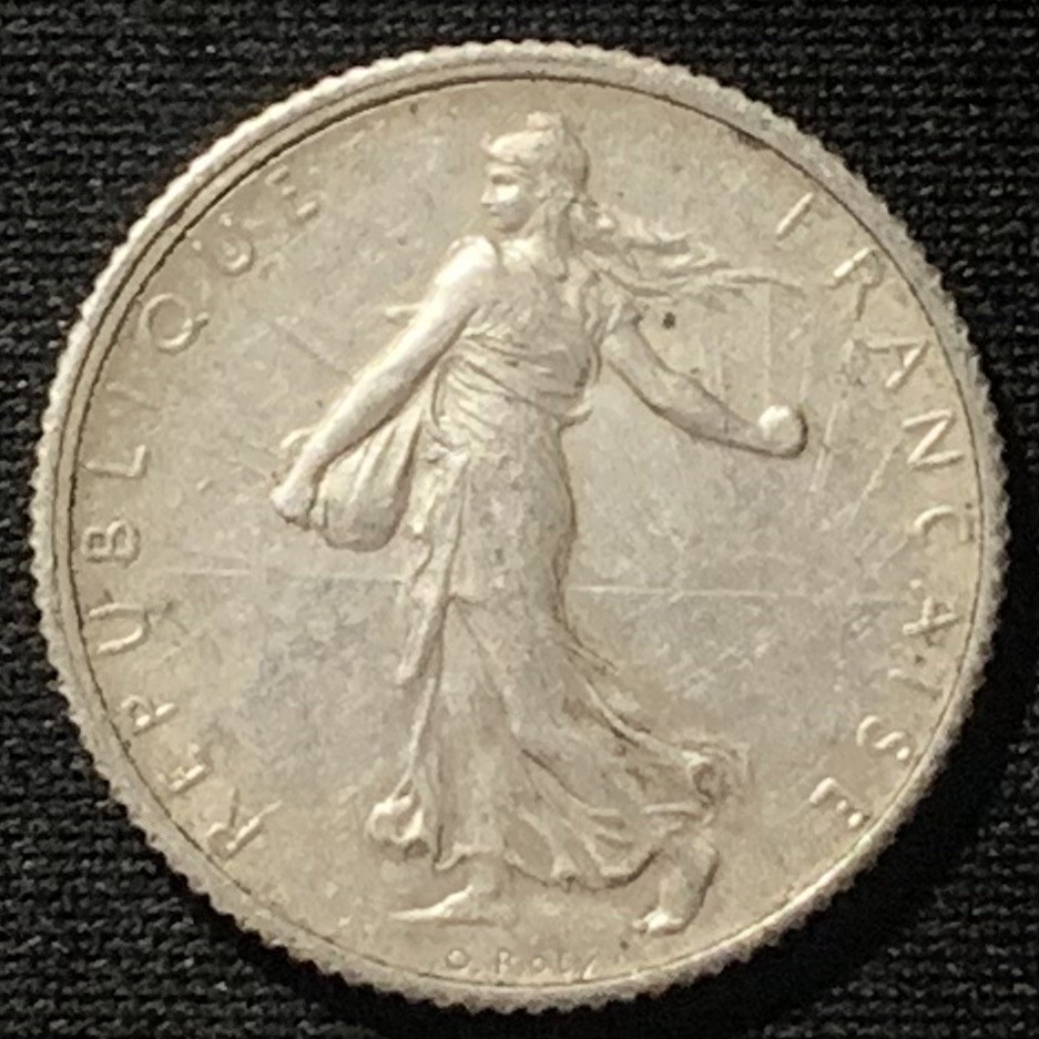 紫瑗钱币——第244期拍卖 法国 1919年 播种女神 1法郎 5克 0.835银 UNC