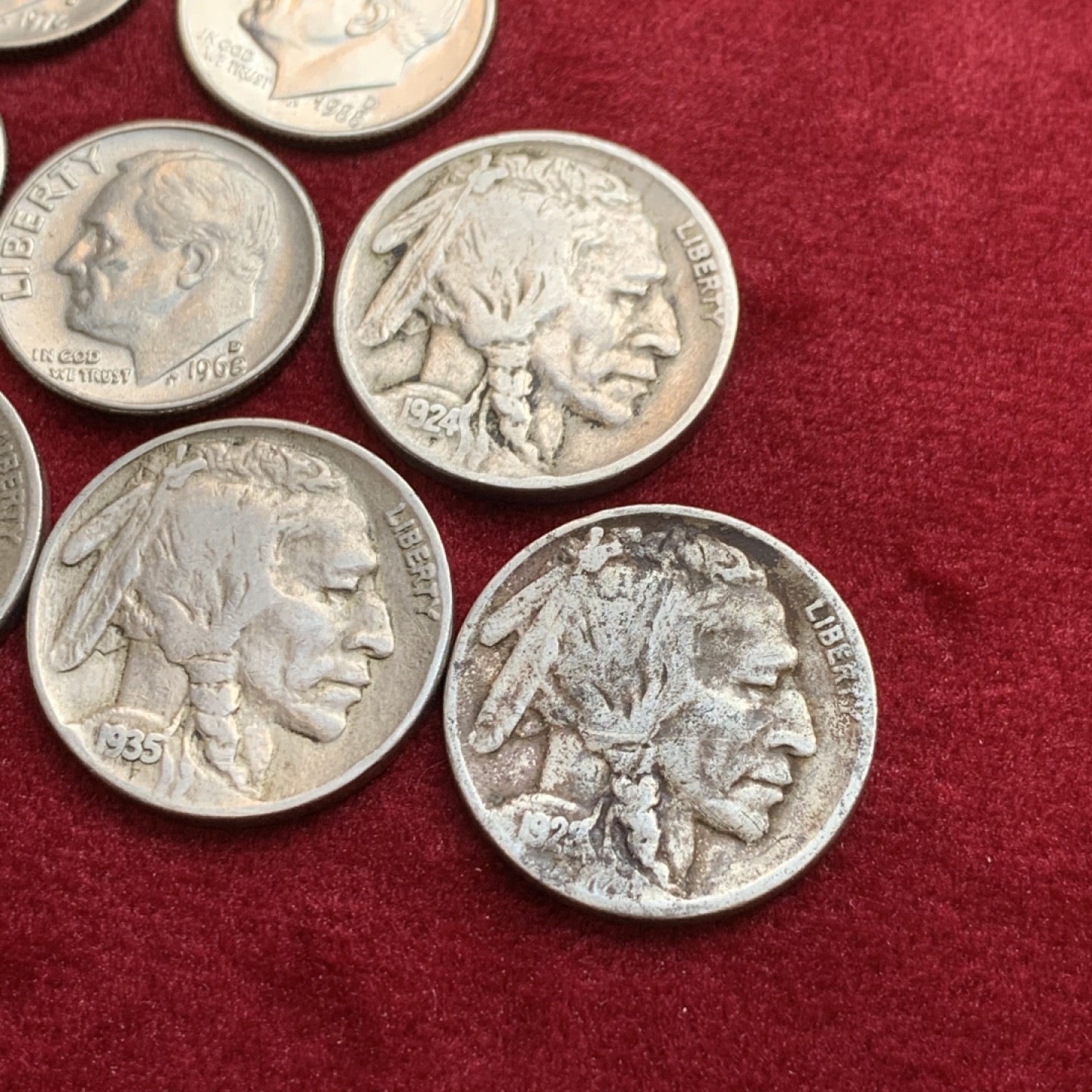 《竞宝斋》第128场-周日，周一 ，2场连拍（全场包邮） 美国硬币8枚一组 4枚野牛5美分+4枚10美分