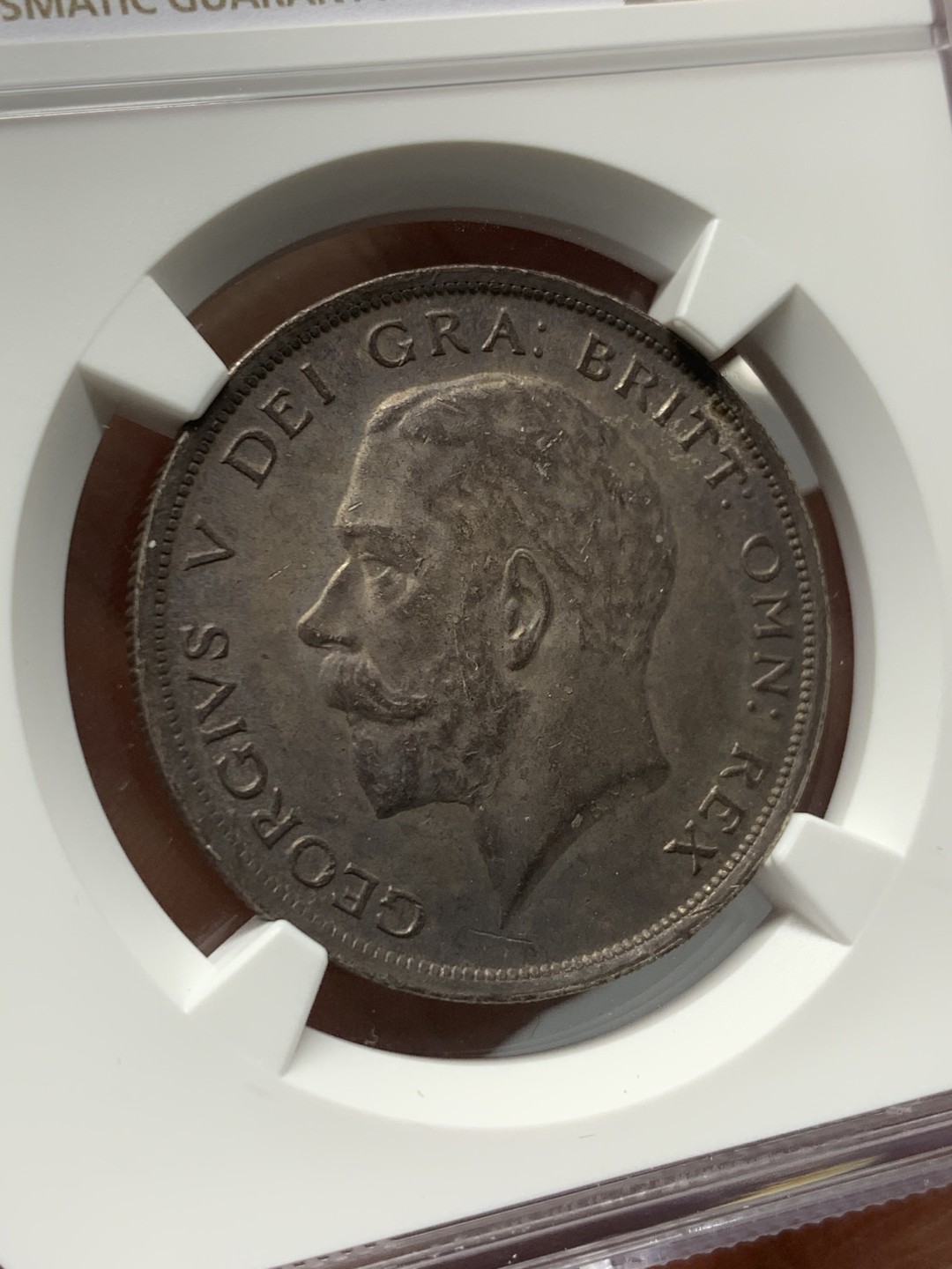 《竞宝斋》第128场-周日，周一 ，2场连拍（全场包邮） NGC MS62 英国1915年乔五半克朗银币高银版厚五彩包浆