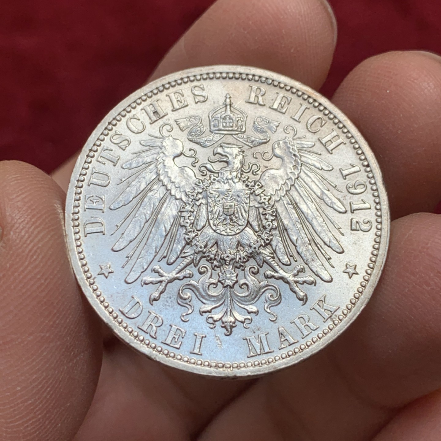 《竞宝斋》第128场-周日，周一 ，2场连拍（全场包邮） 德国 普鲁士 1912年 威二大头3马克银币 可评级