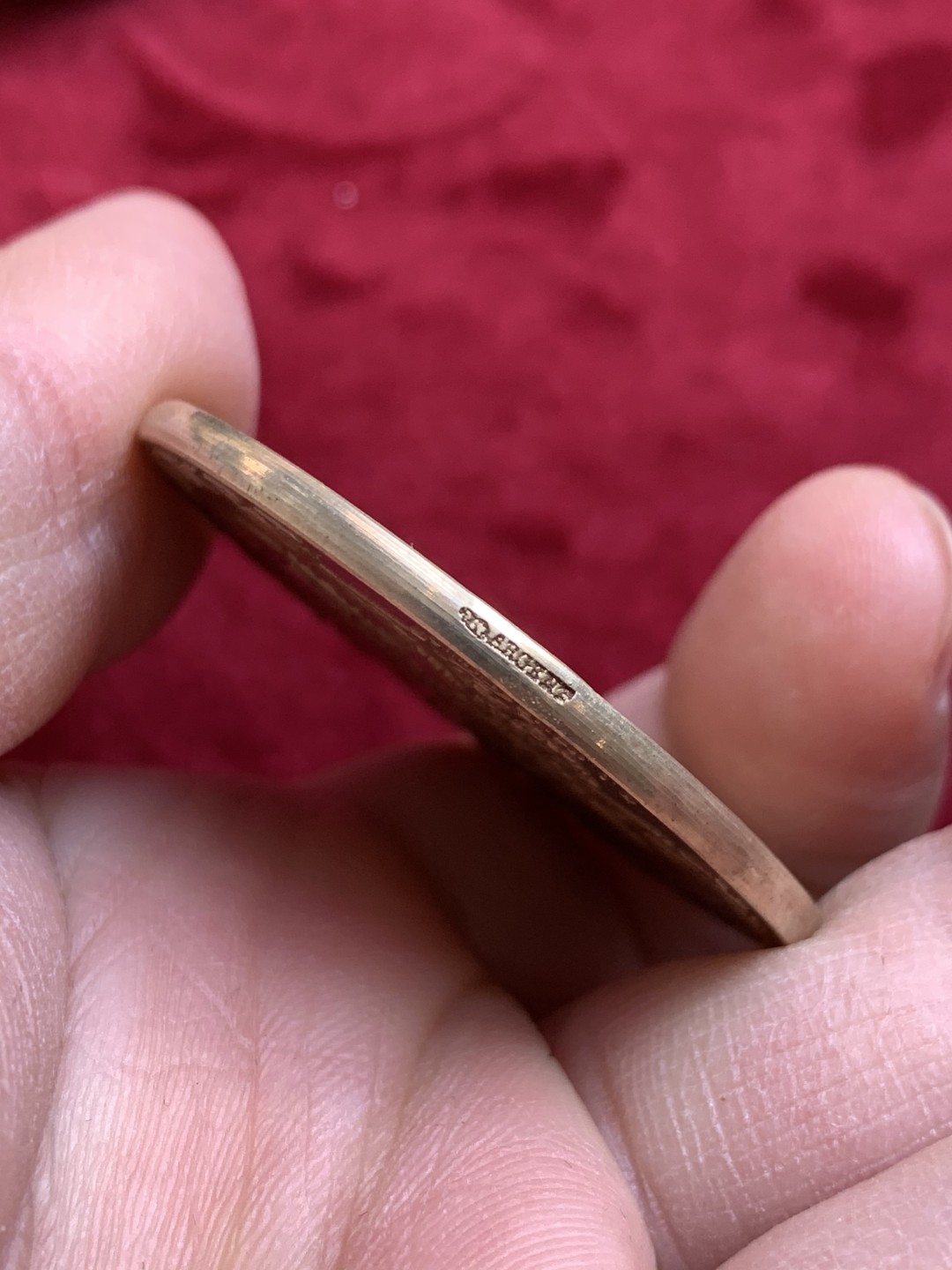 《竞宝斋》第128场-周日，周一 ，2场连拍（全场包邮） 1897法国 商业部墨丘力 镀金银章 原盒纪念章 41mm 37克 带银标