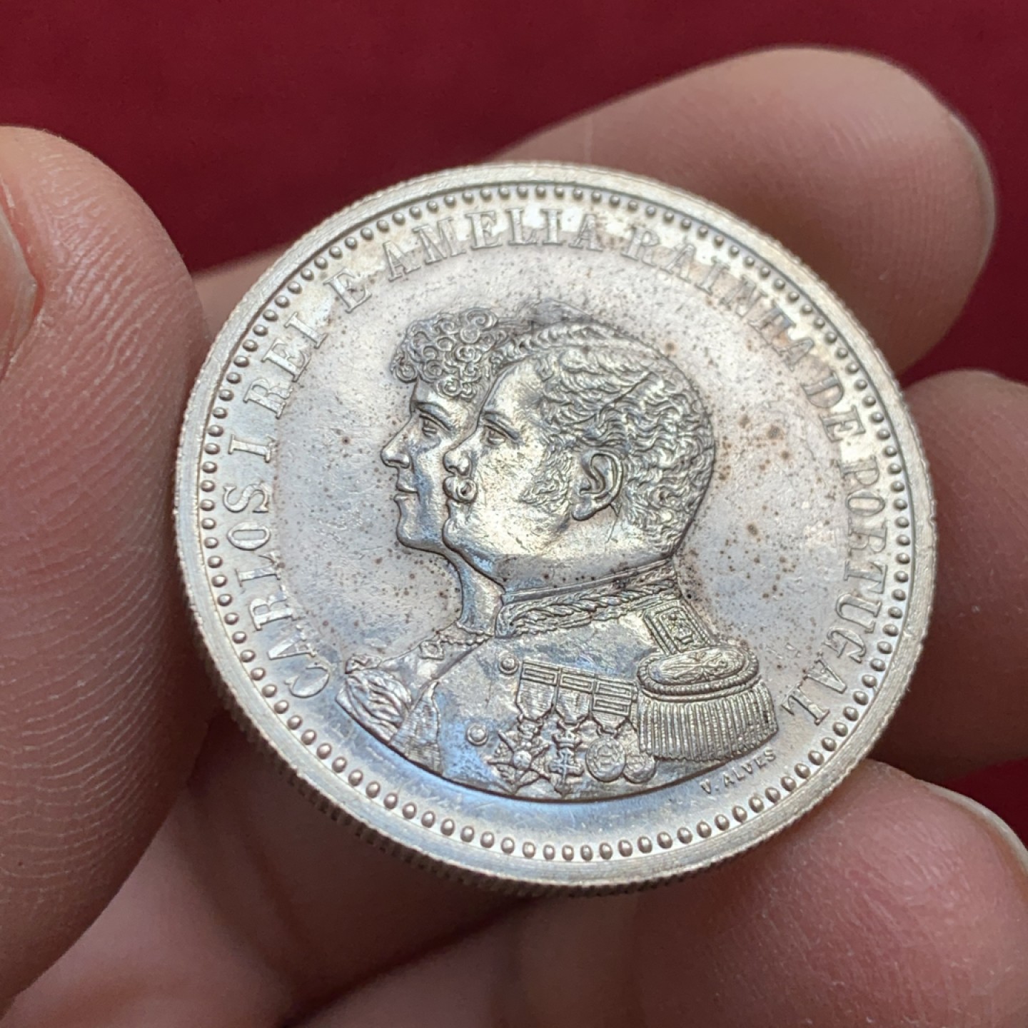 《竞宝斋》第128场-周日，周一 ，2场连拍（全场包邮） 葡萄牙 1898年葡萄牙发现印度400周年纪念银币 500瑞斯 半元型