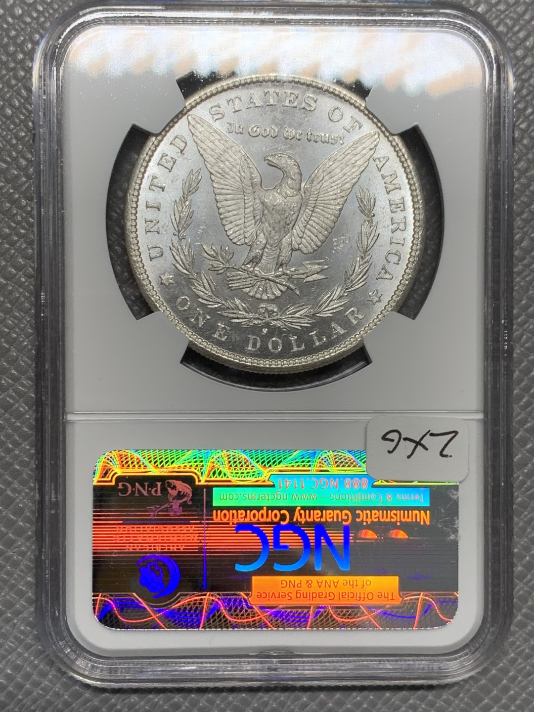 《竞宝斋》第128场-周日，周一 ，2场连拍（全场包邮） NGC-MS64 美国 1880-S 1美元 摩根银币 底板脸部很干净 无黑点 状态养眼