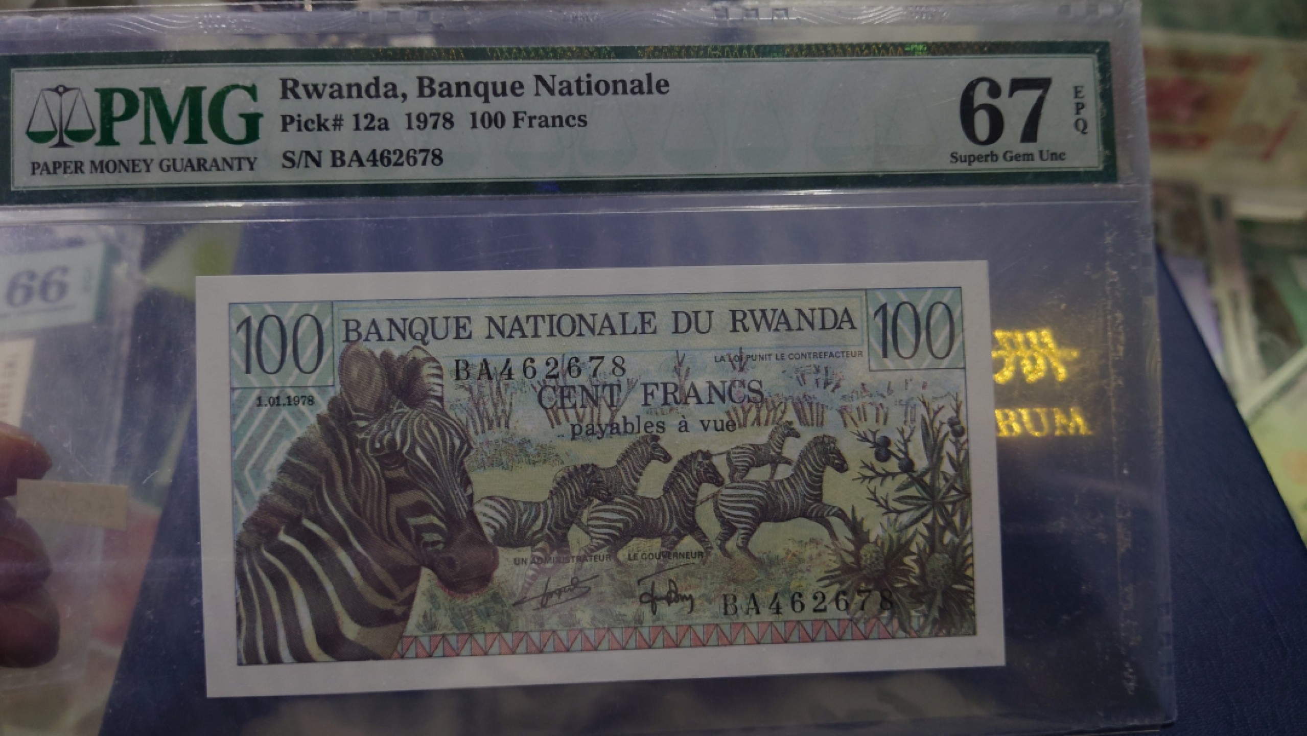 【世界钱币收藏】精品微拍第53期暨2022年第十期 众多裸钞评级币超低价起拍 年末让利 出价极有大可能中标 1978年卢旺达100 PMG67E
