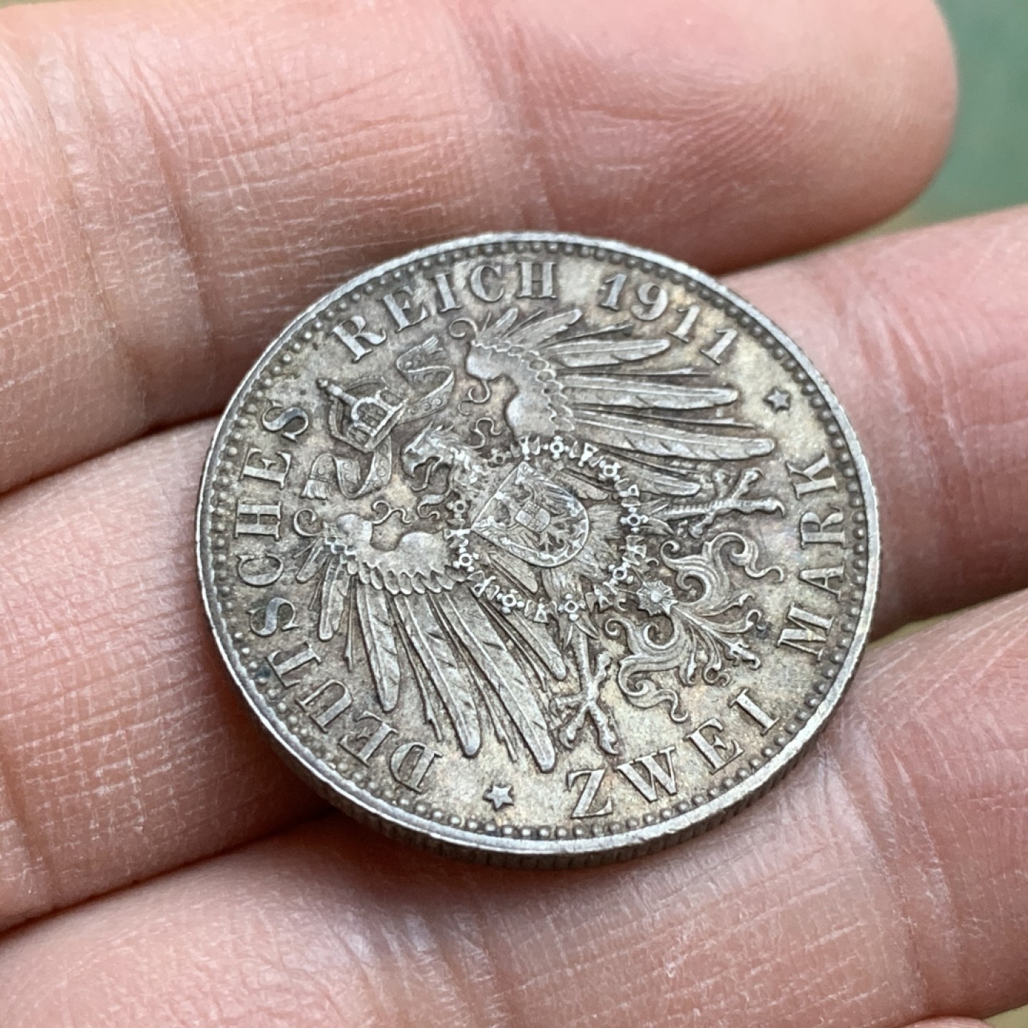 《竞宝斋》第128场-周日，周一 ，2场连拍（全场包邮） 德国  1911  巴伐利亚90周年 2马克 银币