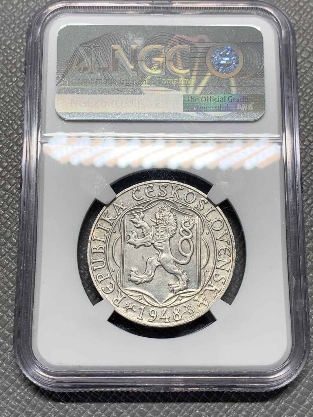 《竞宝斋》第128场-周日，周一 ，2场连拍（全场包邮） NGC-UNC 捷克斯洛伐克1948年查理大学600周年100克朗银币