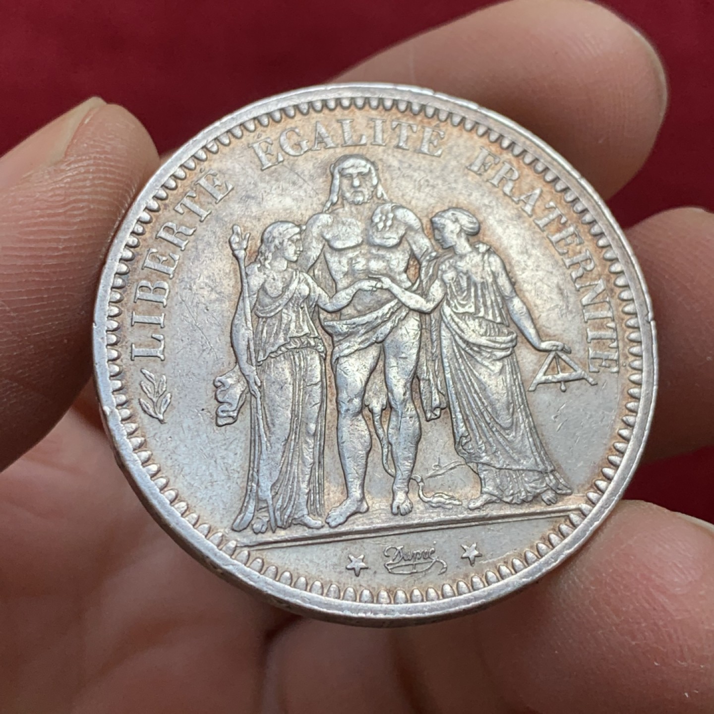 《竞宝斋》第128场-周日，周一 ，2场连拍（全场包邮） 法国1873年5法郎 银币 大力神 无大磕碰伤 手感超好 把玩首选