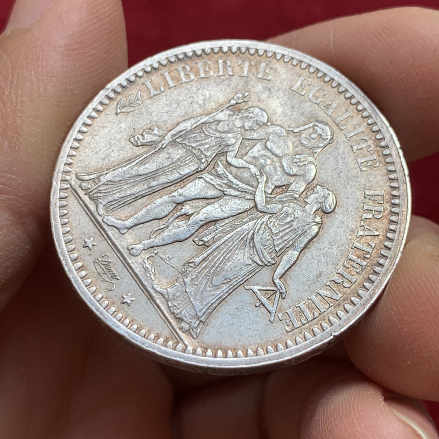 《竞宝斋》第128场-周日，周一 ，2场连拍（全场包邮） 法国1873年5法郎 银币 大力神 无大磕碰伤 手感超好 把玩首选