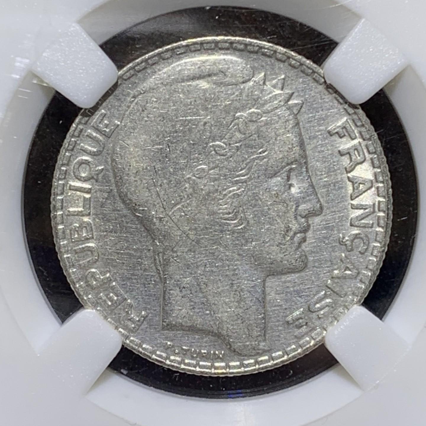 1934年，10法郎，法国谷物女神银币一枚，