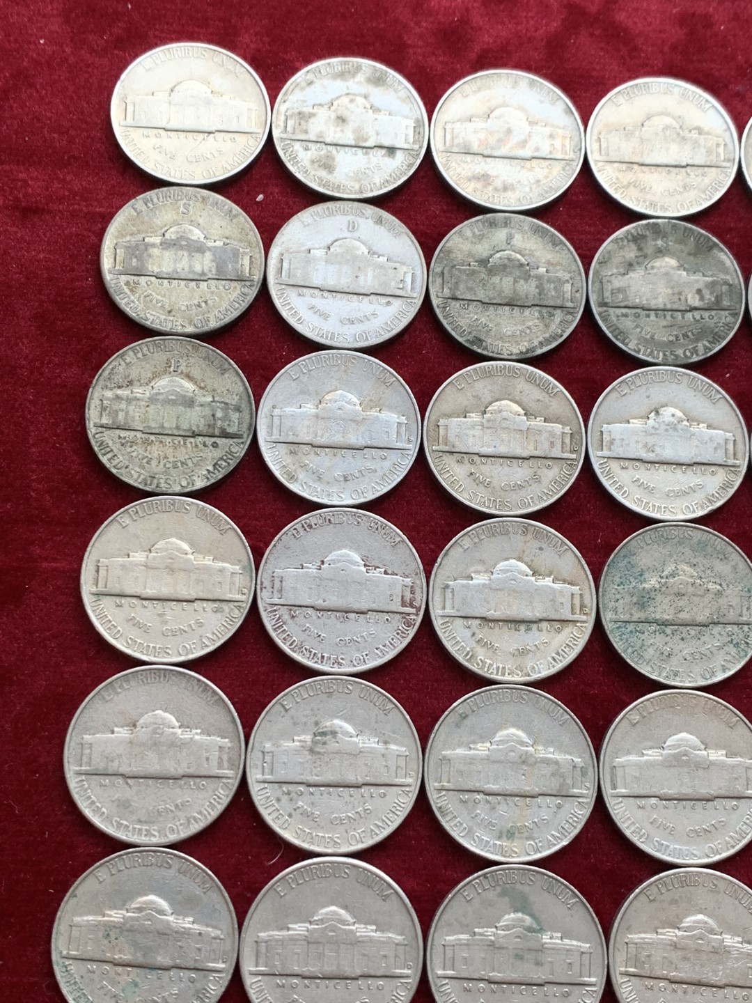 《竞宝斋》第128场-周日，周一 ，2场连拍（全场包邮） 美国 麦弗逊 5美分  63枚一组 从1939-1974年 60多个不同的年份版别 一次搞定绝大多数