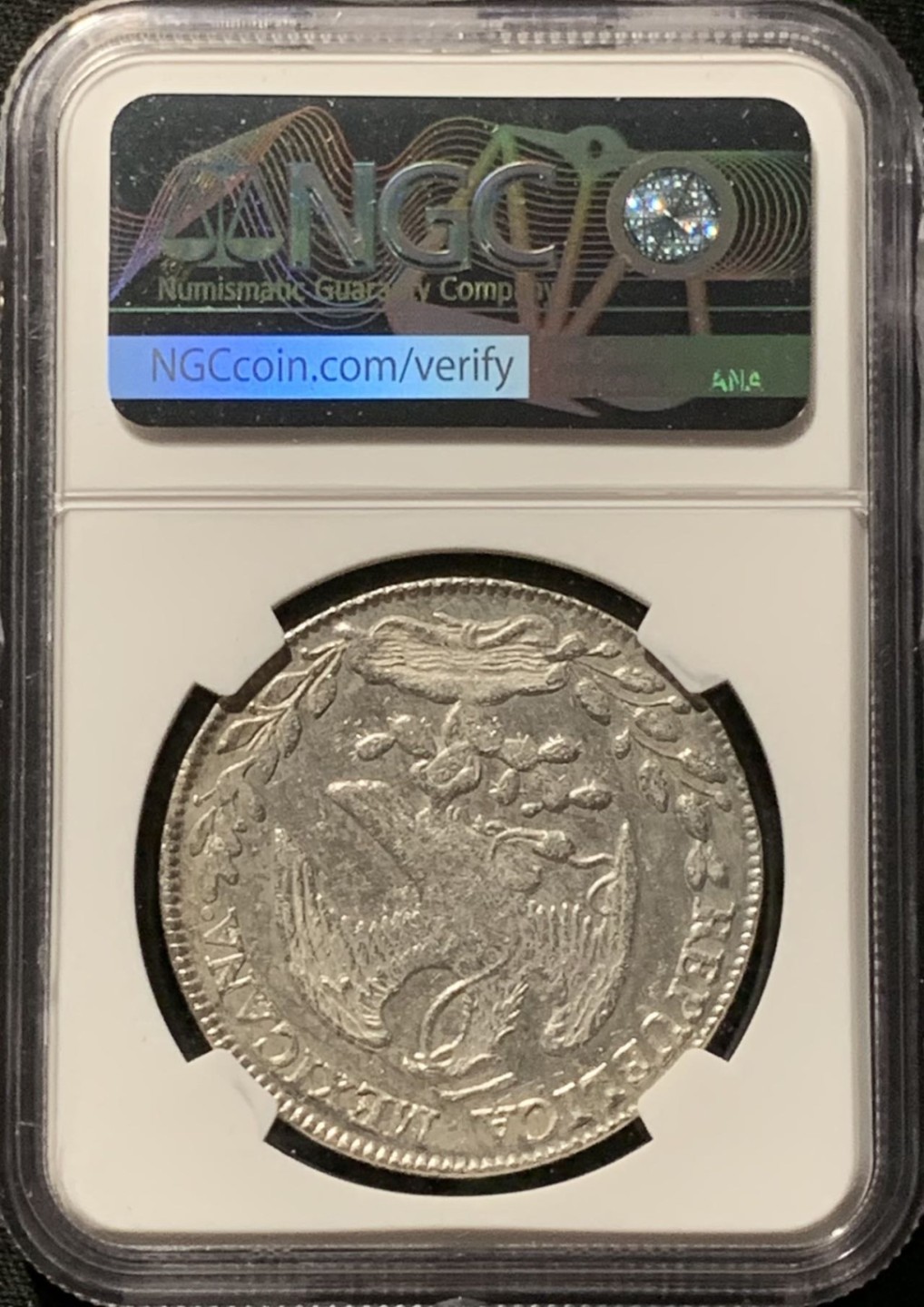 紫瑗钱币——第244期拍卖 墨西哥 1863年 ZS MO 在华流通 花边鹰洋 8里亚尔 银币 NGC AU Detail