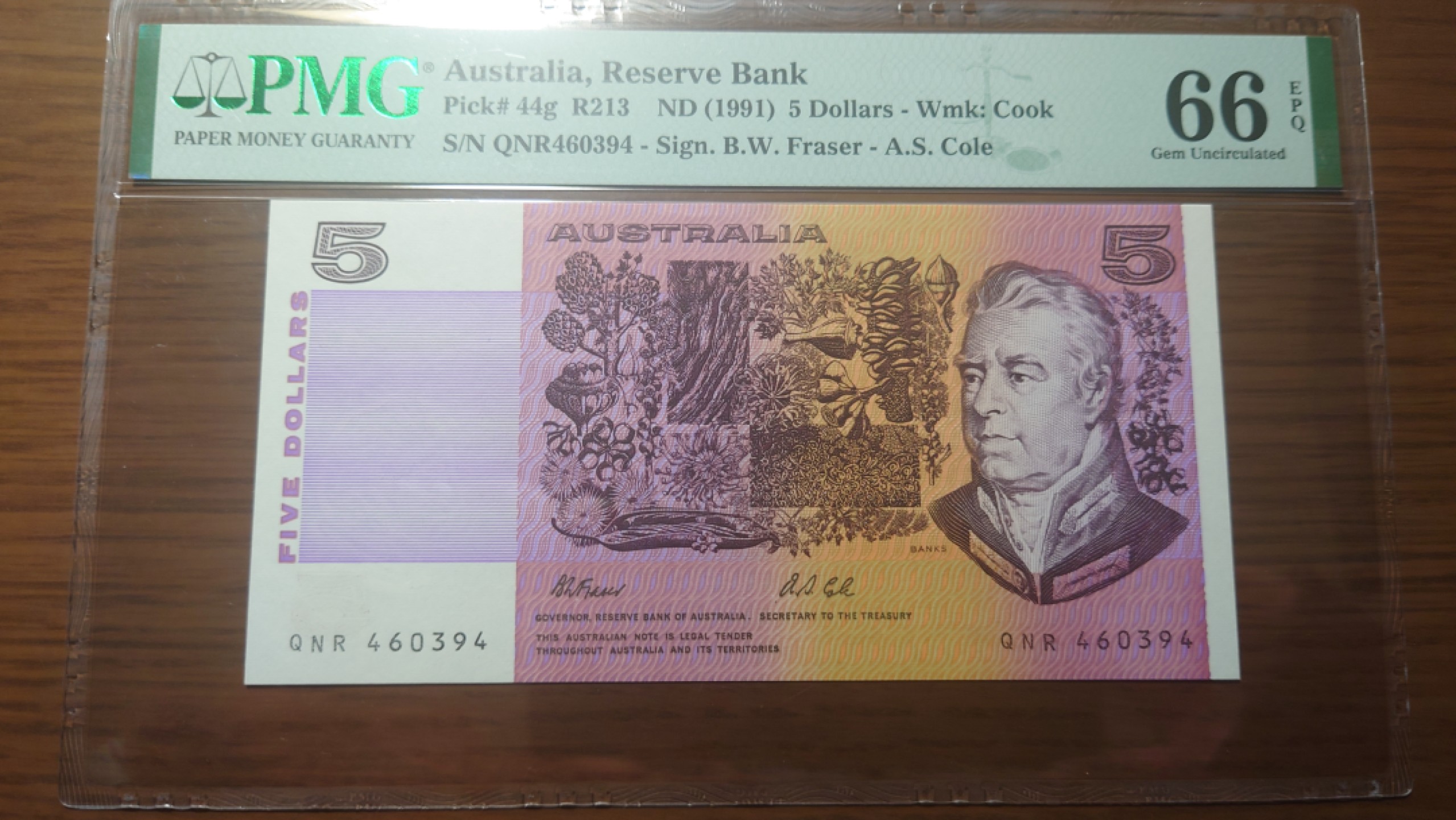 【世界钱币收藏】精选微拍第54期暨2023年第一期 新出分部分精品上拍 1991年澳大利亚5元 PMG66E