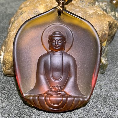 放福利！精美古法琥珀色琉璃如来佛祖吊坠一个！ - 放福利！精美古法琥珀色琉璃如来佛祖吊坠一个！