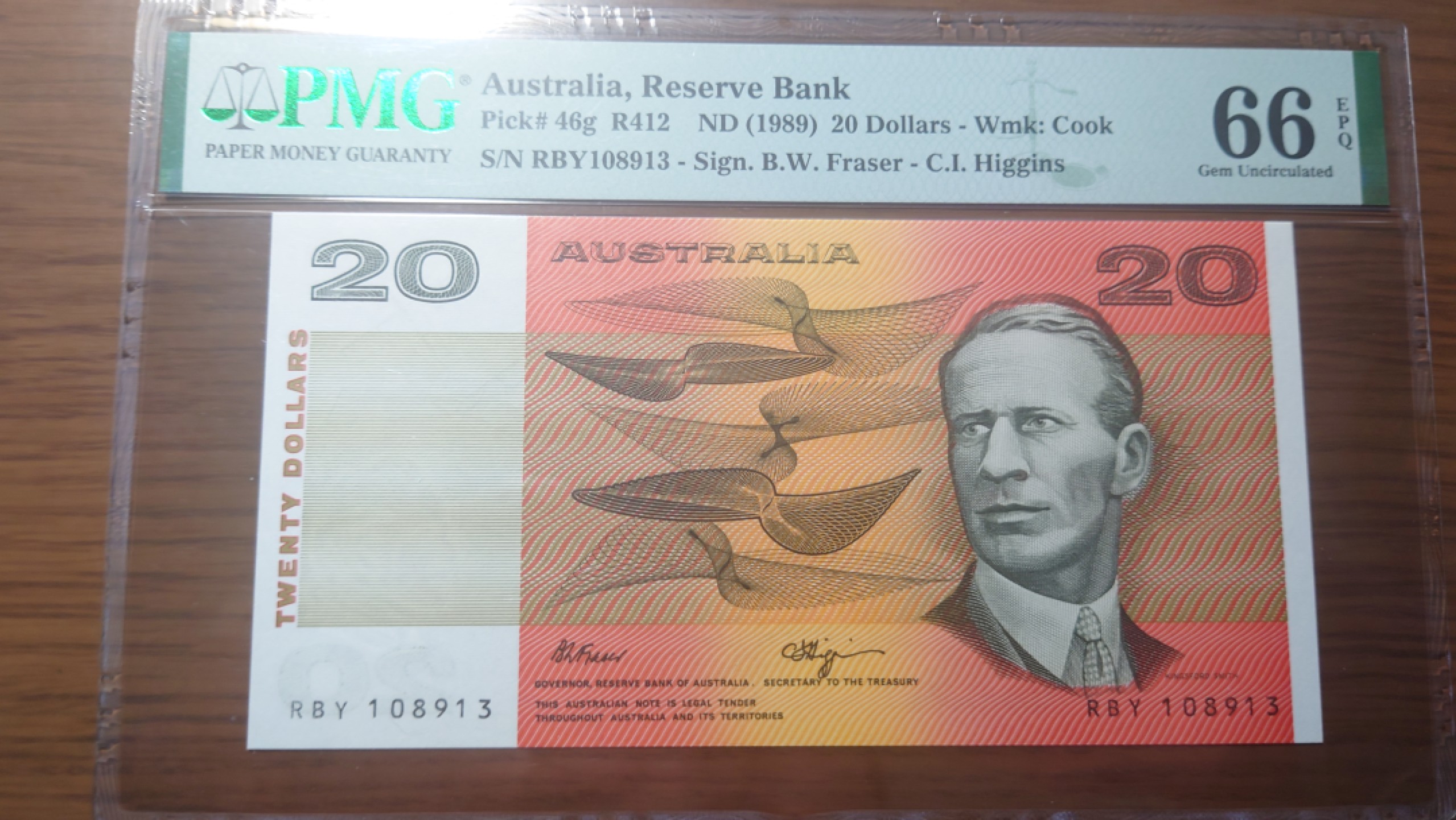【世界钱币收藏】精选微拍第54期暨2023年第一期 新出分部分精品上拍 1989年澳大利亚20元 全程无47 PMG66E