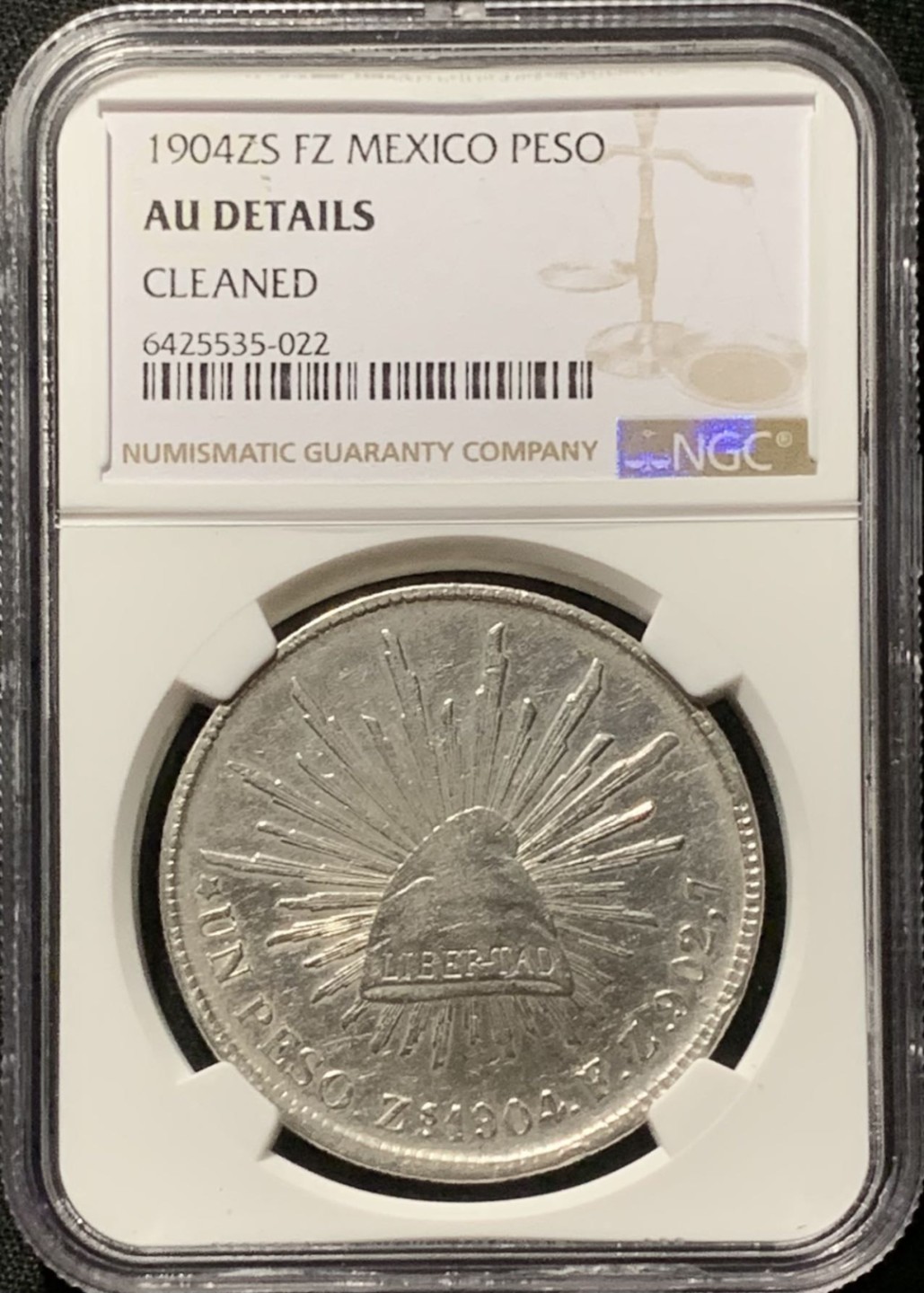 紫瑗钱币——第244期拍卖 墨西哥 1903年 ZS FZ 在华流通 直边比索 1比索 银币 NGC AU Detail