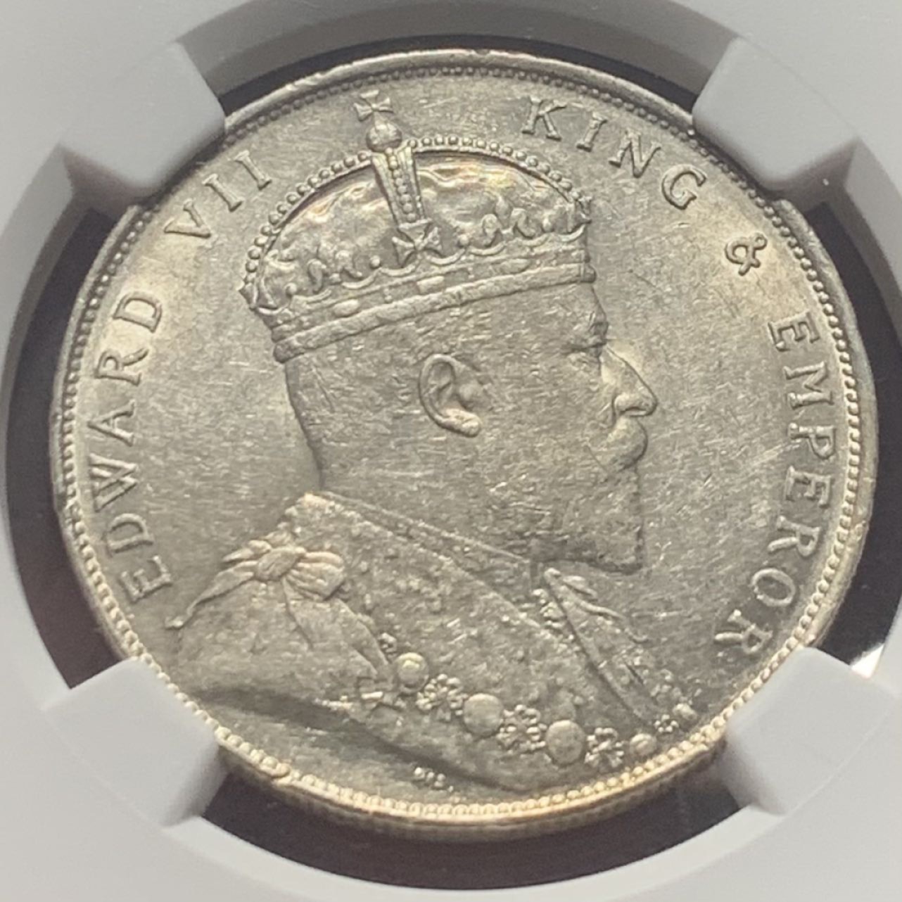 紫瑗钱币——第244期拍卖 海峡殖民地 1908年 乔治五世 壹圆 银币 NGC AU58