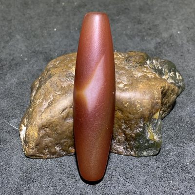 精美高玉化风化纹缠丝玛瑙随形大桶珠一个！ - 精美高玉化风化纹缠丝玛瑙随形大桶珠一个！
