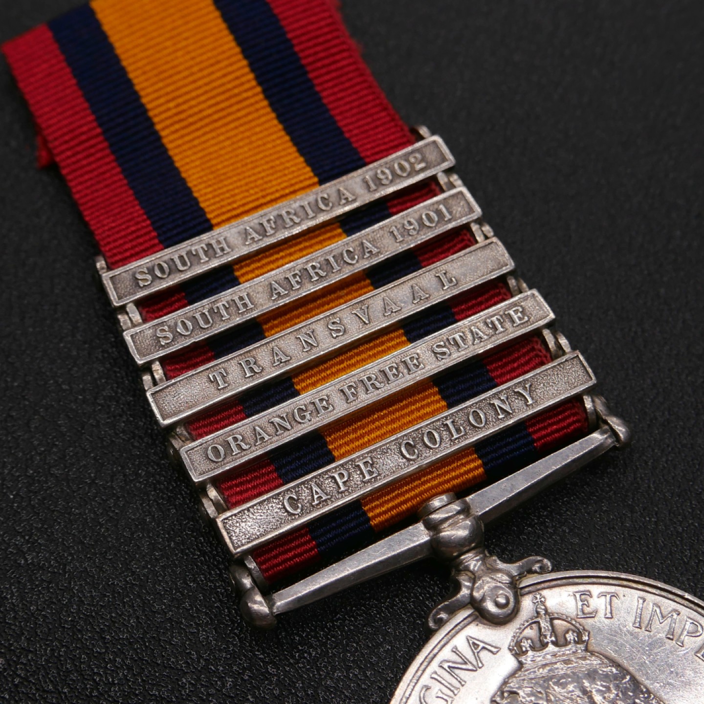 勋章奖章交易所2023年元旦拍卖 英国南非布尔战争奖章，925银质，5勋条少见。