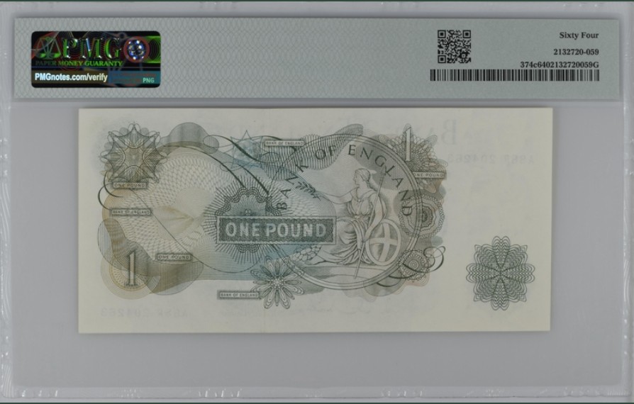 收藏联盟Quantum Auction 第222期拍卖 英国1962-66年1镑 PMG64