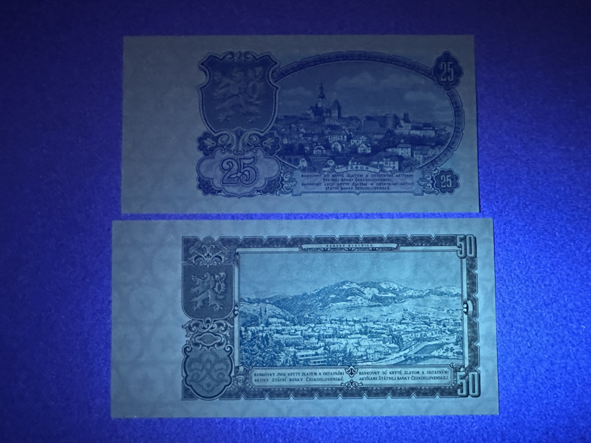 《张总收藏》85期——外币精品 捷克斯洛伐克25、50克朗2张 UNC 1953年早期版本