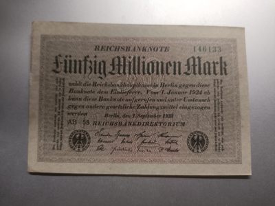 【专场20221229】返璞归真第IV期——无人像风格纸币专场 - 【拍品004】德国1923版5000万马克全新UNC-