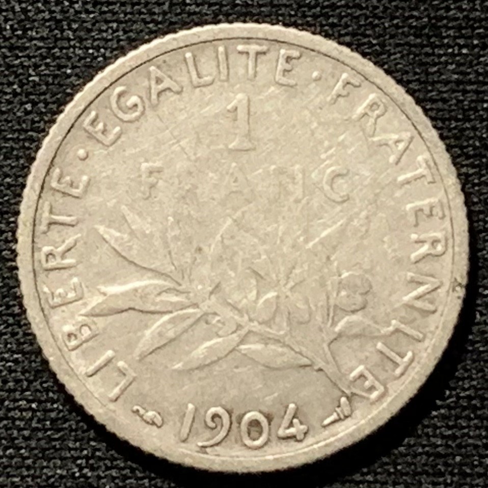 紫瑗钱币——第251期拍卖 法国 1904年 播种女神 1法郎 5克 0.835银 