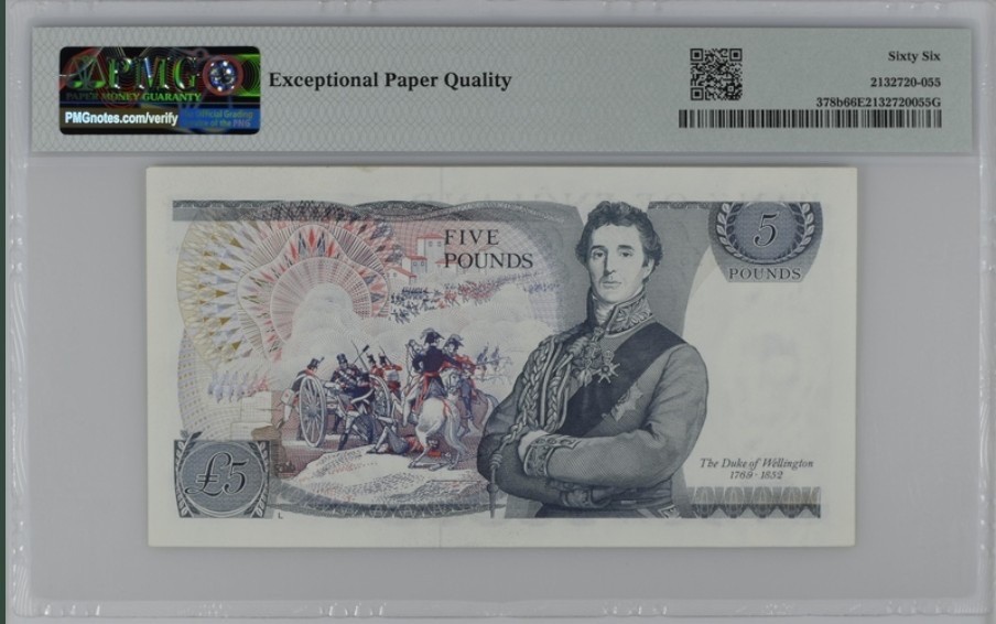 收藏联盟Quantum Auction 第222期拍卖 英国1973-80年5镑 PMG66 威灵顿公爵