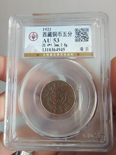 西藏铜币银币及双旗半圆系列 西藏铜币噶穷五分公博评级币