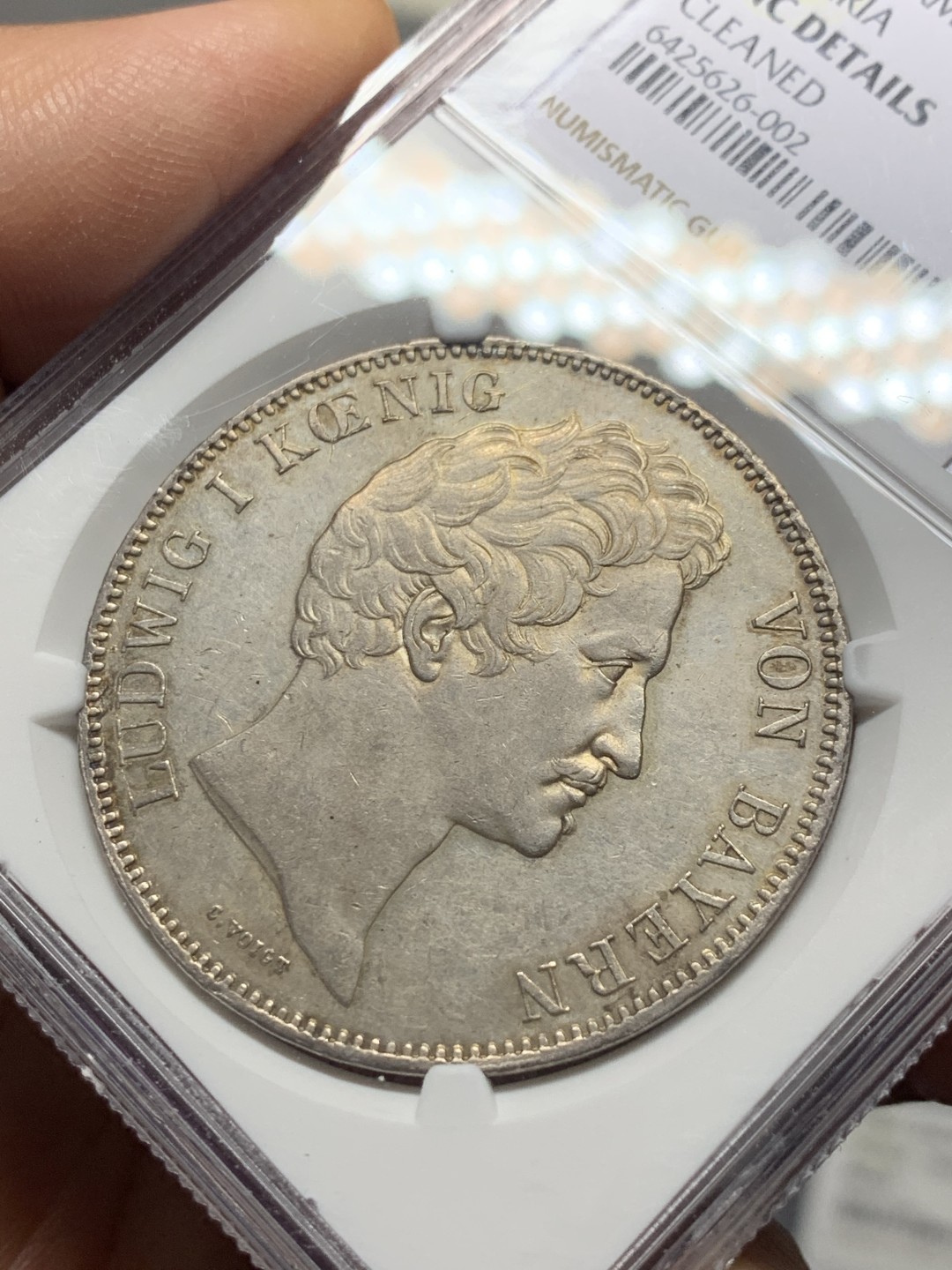 《竞宝斋》第129场-元旦精品特拍 (全场顺丰包邮) NGC UNC 德国 1840年 巴伐利亚 路德维希一世 2泰勒 大银币 37克大规格