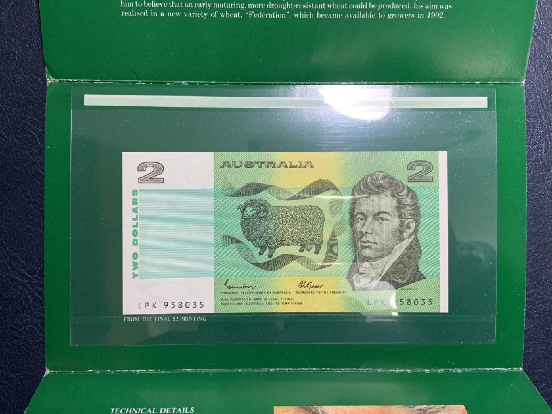 收藏联盟Quantum Auction 第222期拍卖 澳大利亚1985年2元 品相全新UNC 配有原版纪念册 