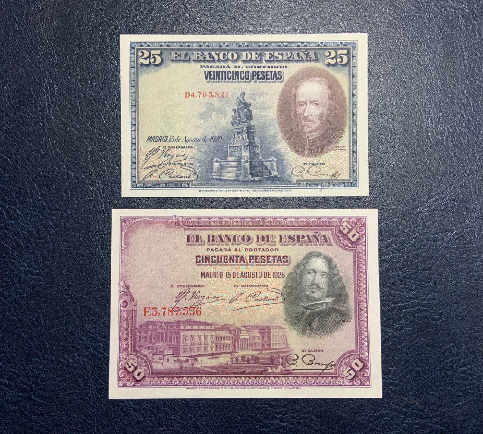 收藏联盟Quantum Auction 第222期拍卖 西班牙1928年25和50比塞塔 品相为AU和UNC-