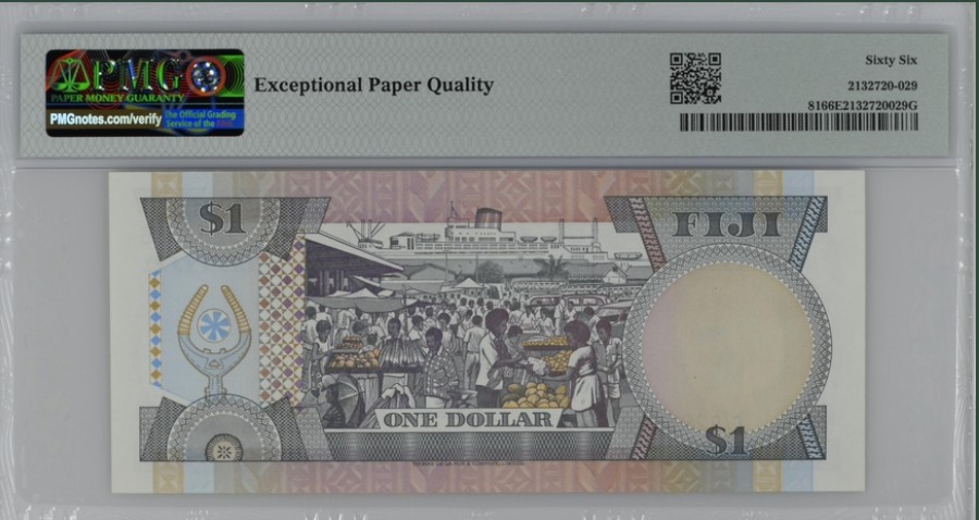 收藏联盟Quantum Auction 第222期拍卖 斐济群岛1983年1元 PMG66