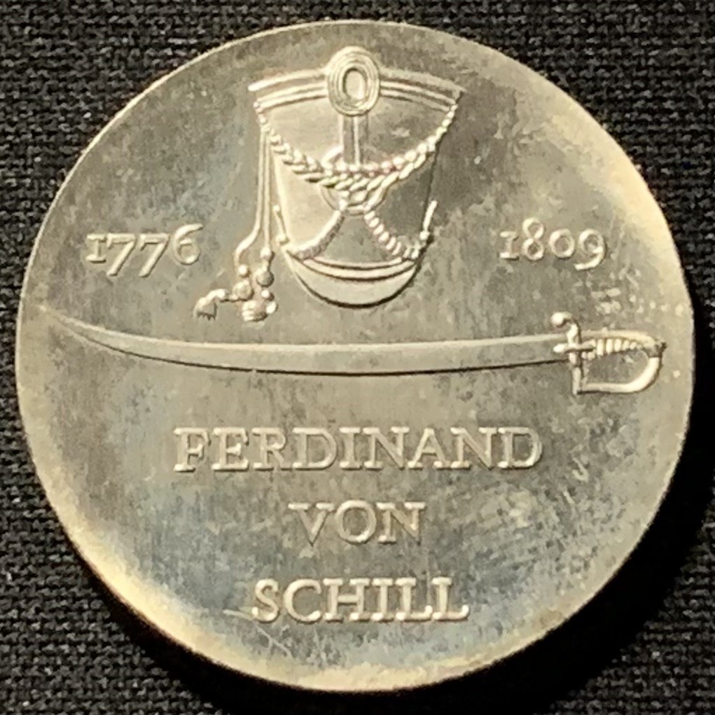 紫瑗钱币——第251期拍卖 民主德国 1976年 军事官员 费迪南德·冯·席尔 诞辰200周年 5马克 纪念币 UNC
