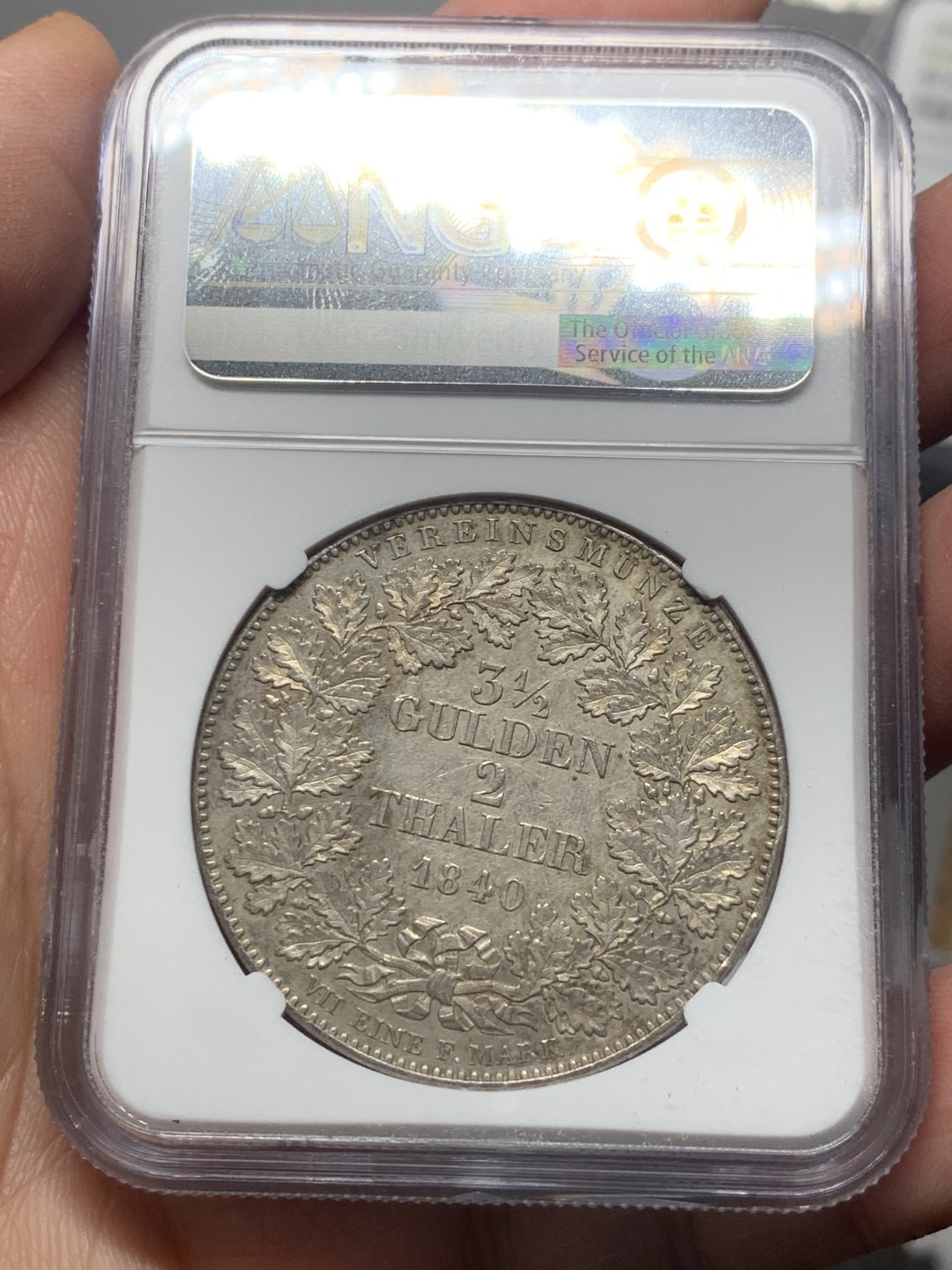 《竞宝斋》第129场-元旦精品特拍 (全场顺丰包邮) NGC UNC 德国 1840年 巴伐利亚 路德维希一世 2泰勒 大银币 37克大规格