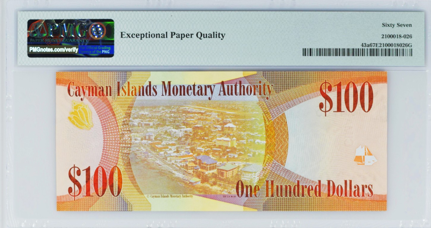 《张总收藏》85期——外币精品 开曼群岛2010年100镑首发D1冠PMG67E冠军分千位小号 女王钞非常漂亮