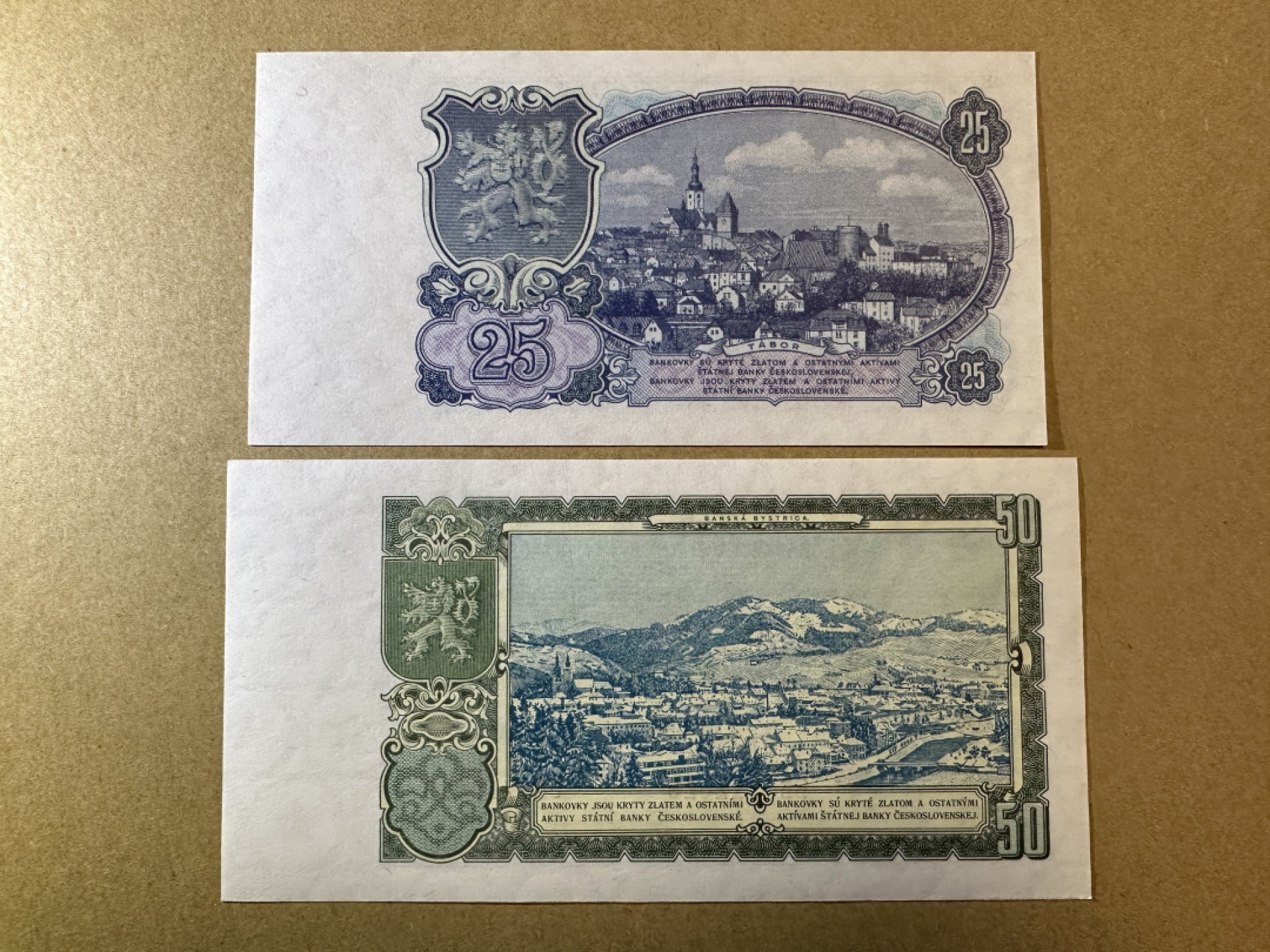 《张总收藏》85期——外币精品 捷克斯洛伐克25、50克朗2张 UNC 1953年早期版本