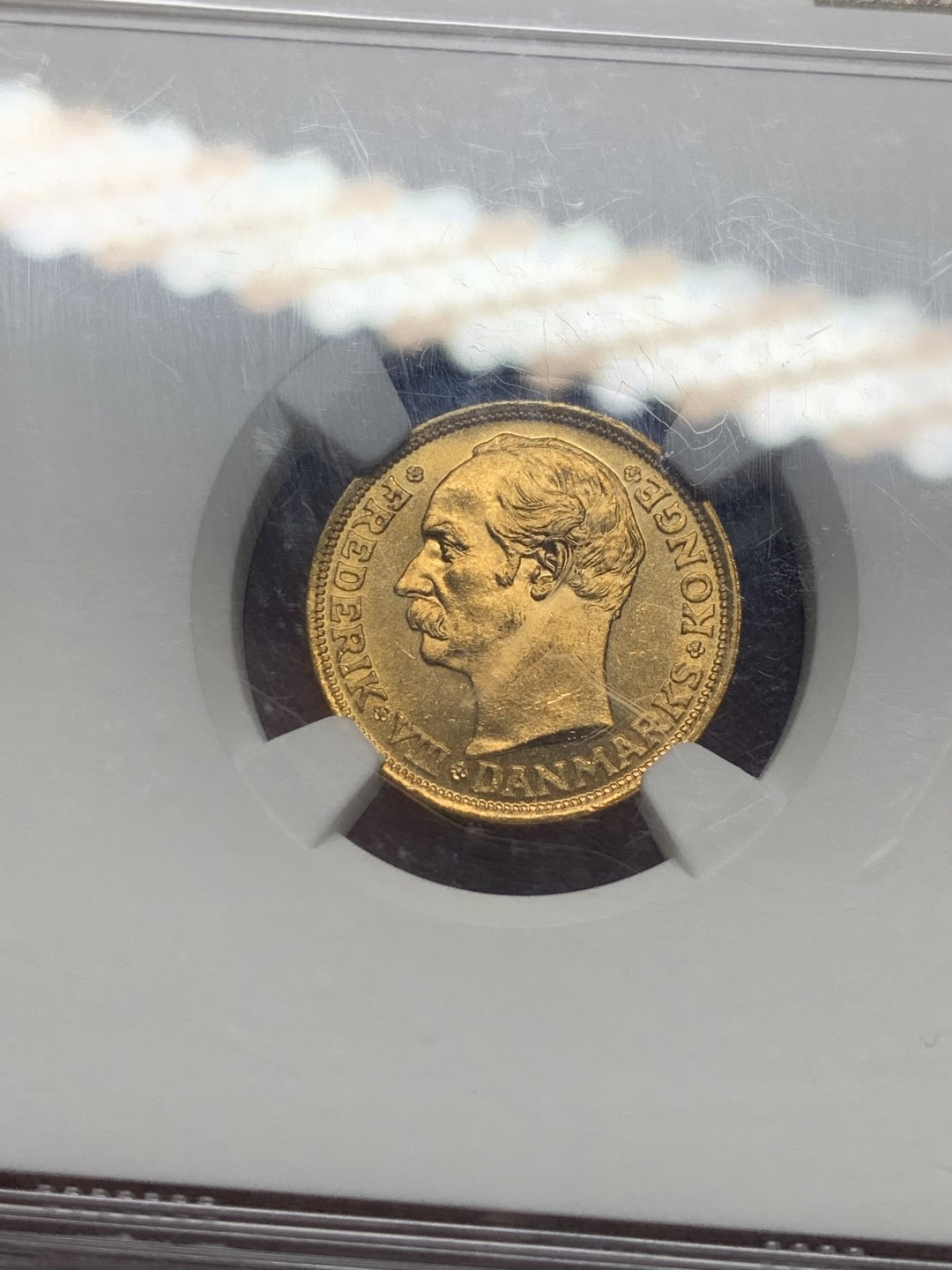 《竞宝斋》第129场-元旦精品特拍 (全场顺丰包邮) NGC-MS65 丹麦 1909年 10克朗 金币 4.48g 900金 收藏级分数 NGC官网 60分的价格已经来到了300美元