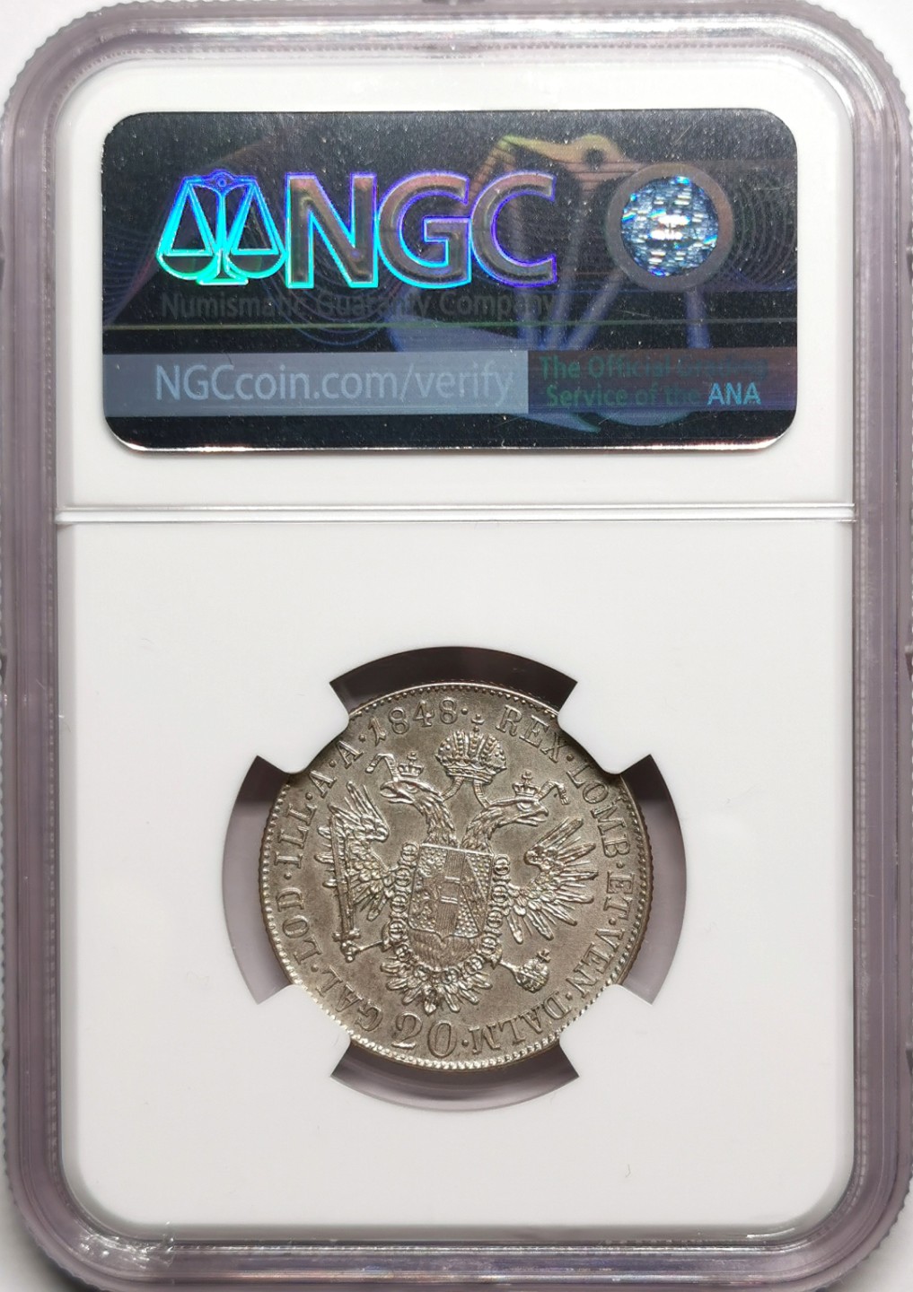 凡希社世界钱币微拍第二百二十五期 1848奥地利斐迪南一世20K银辅币NGC-UNCD