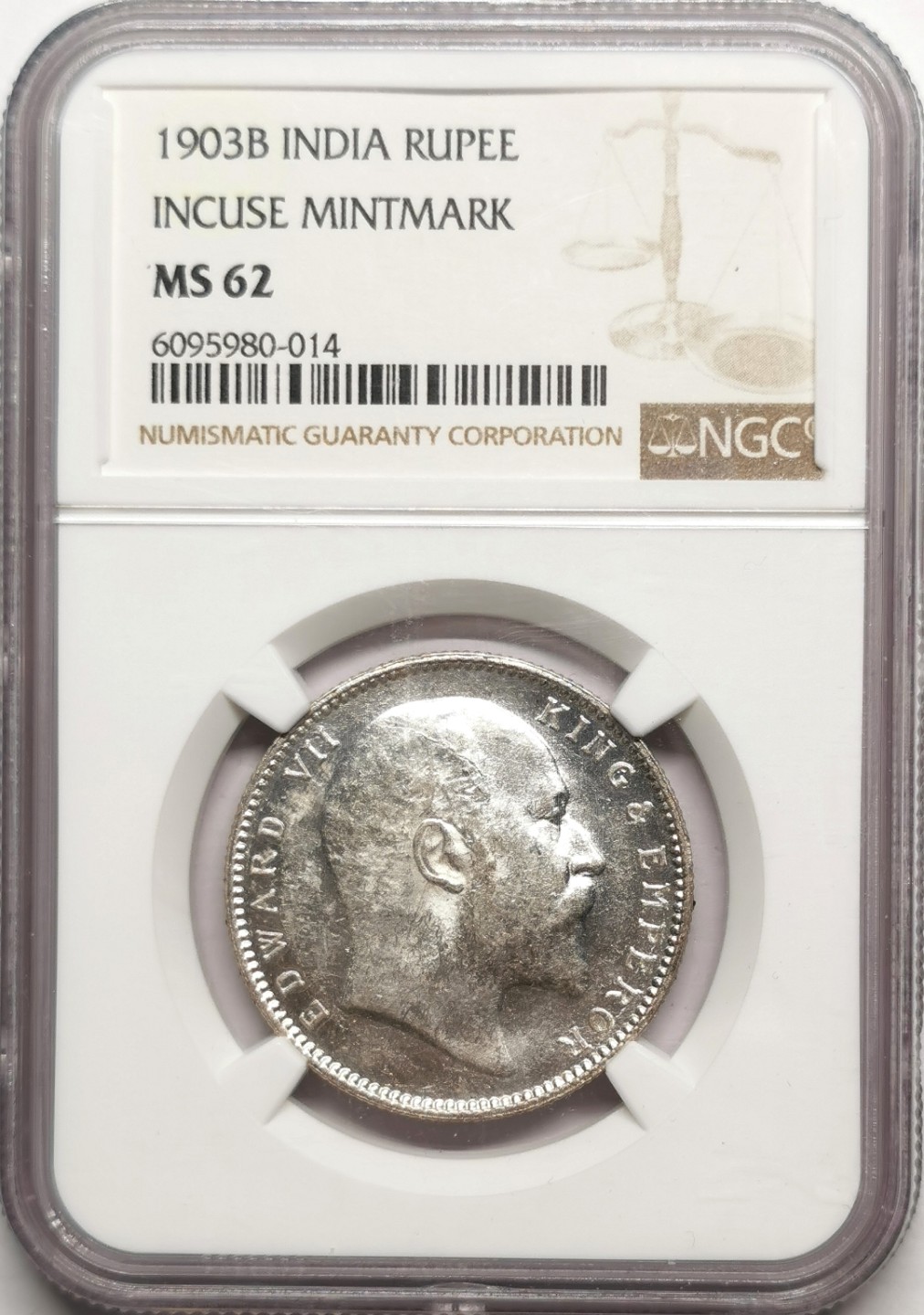 凡希社世界钱币微拍第二百二十五期 1903B英属印度爱七卢比NGC-MS62