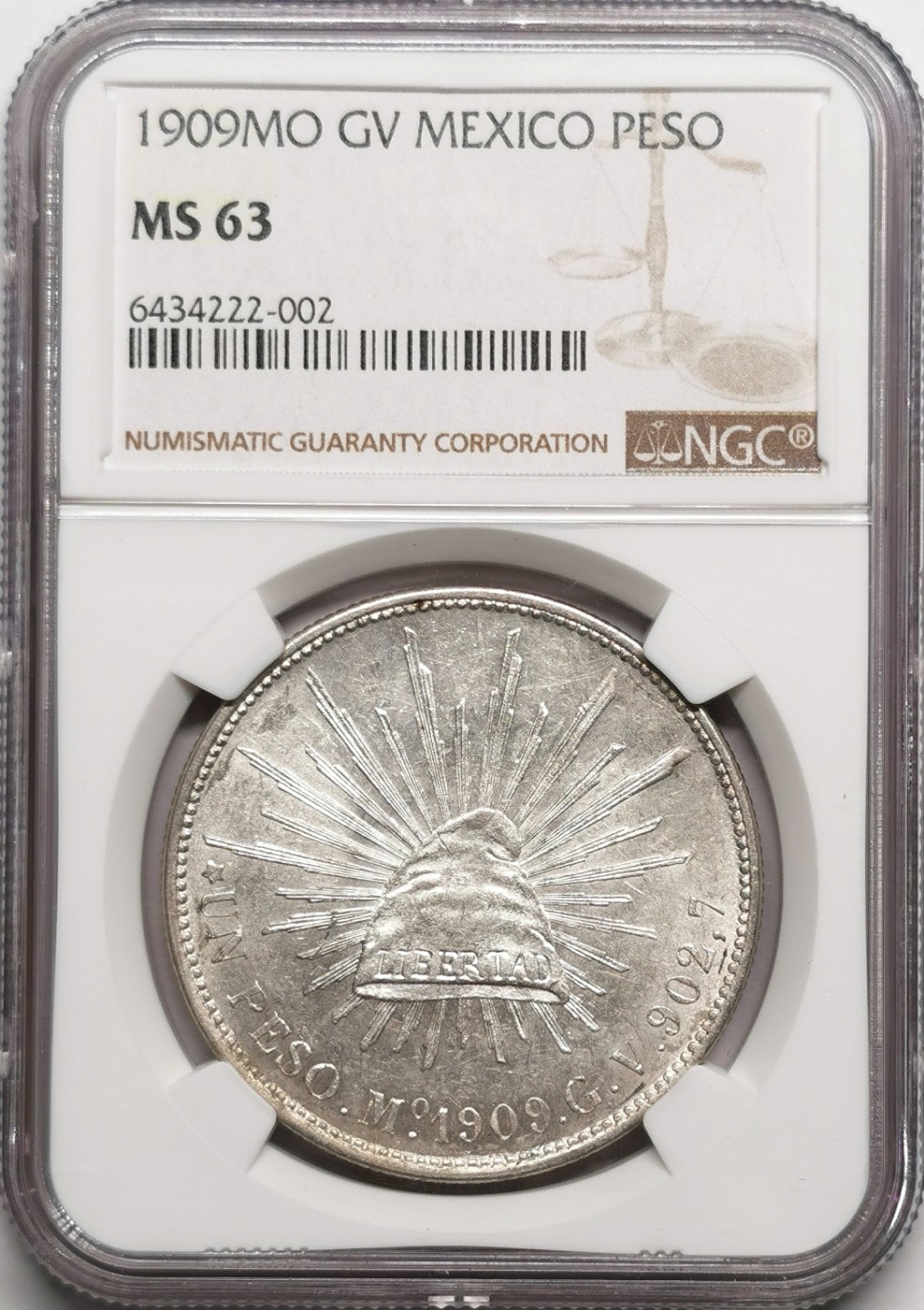 凡希社世界钱币微拍第二百二十五期 1909MO墨西哥直边鹰洋NGC-MS63