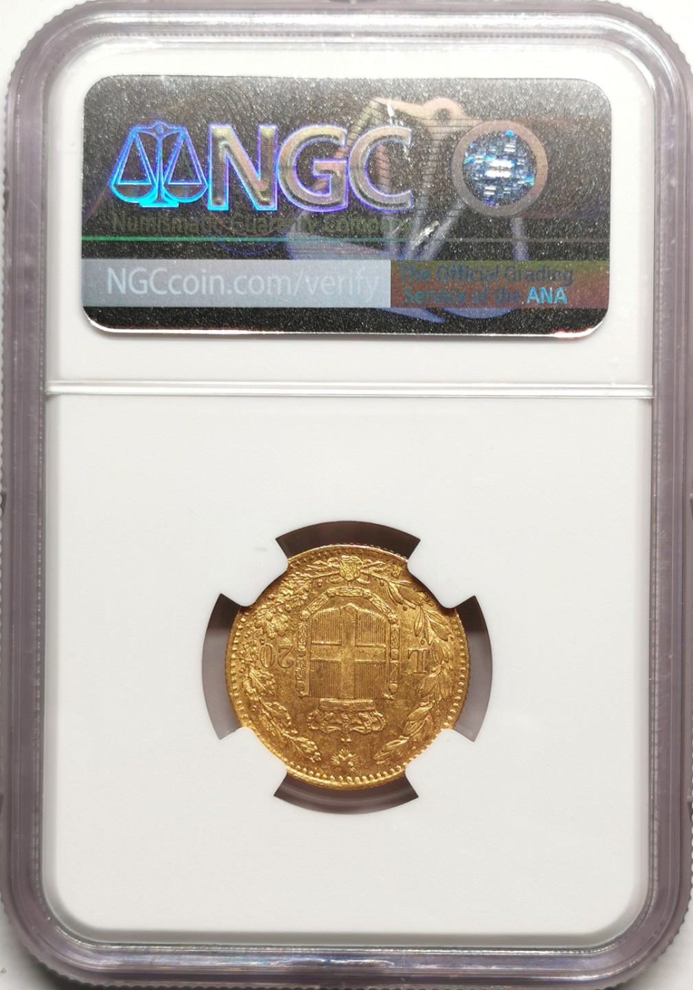 凡希社世界钱币微拍第二百二十五期 1882意大利翁贝托20里拉金币NGC-AU58