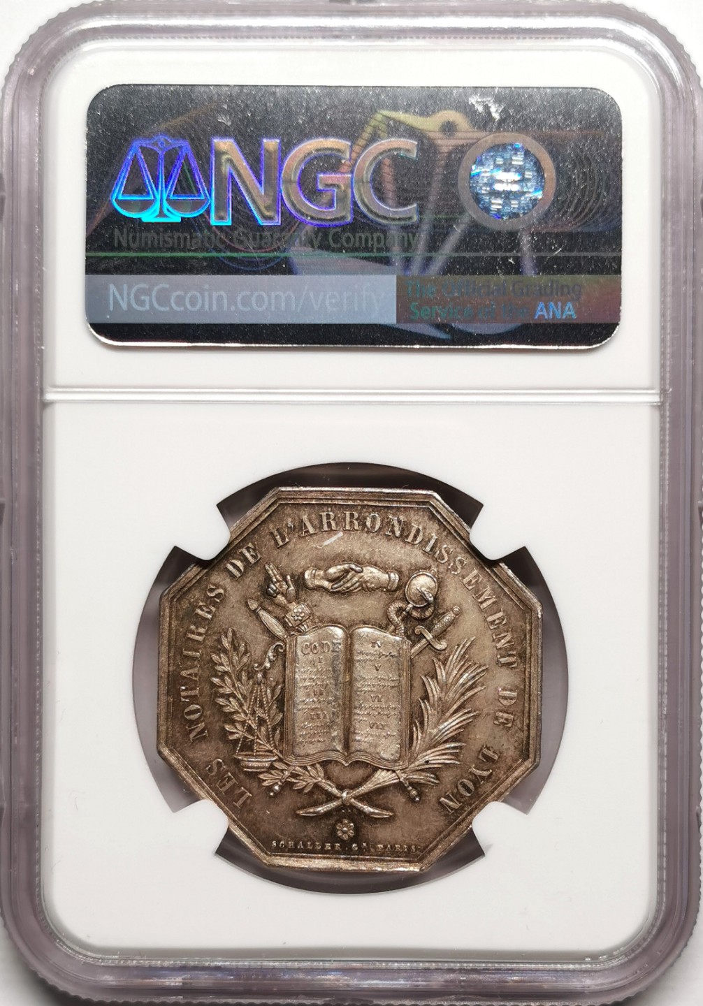 凡希社世界钱币微拍第二百二十五期 1883法国里昂公证处银质JETON NGC-MS63