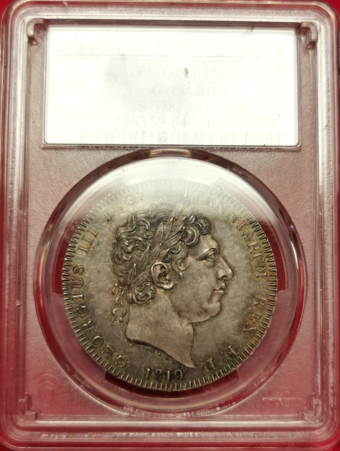 凡希社世界钱币微拍第二百二十五期 稀！1819LIX英国乔三马剑PCGS-MS64+传世包浆收藏级！
