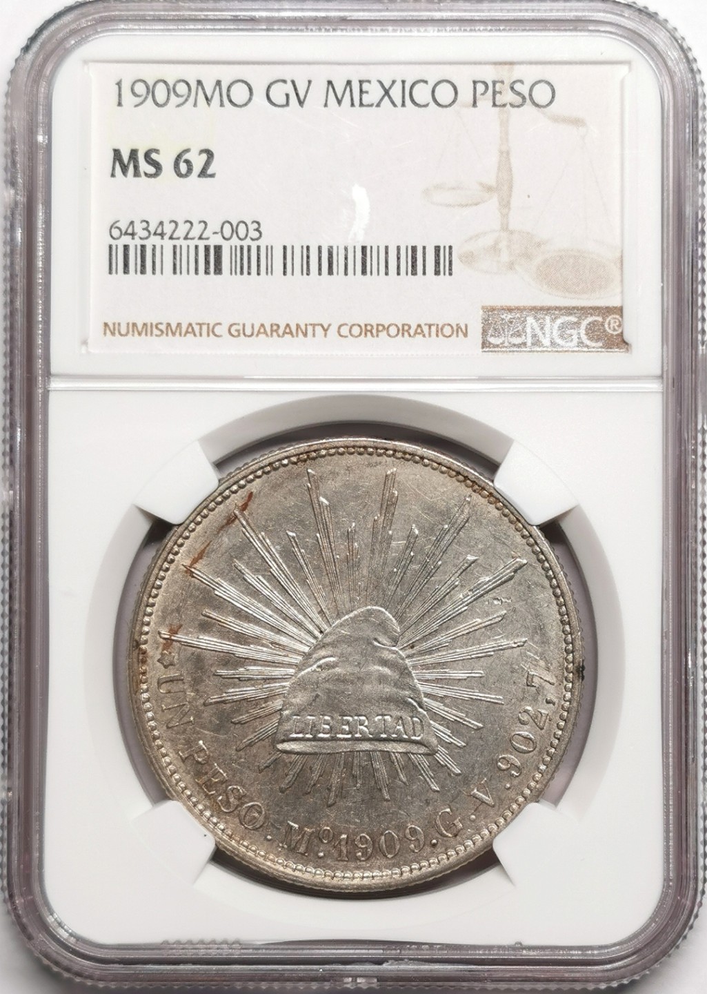 凡希社世界钱币微拍第二百二十五期 1909MO墨西哥直边鹰洋NGC-MS62