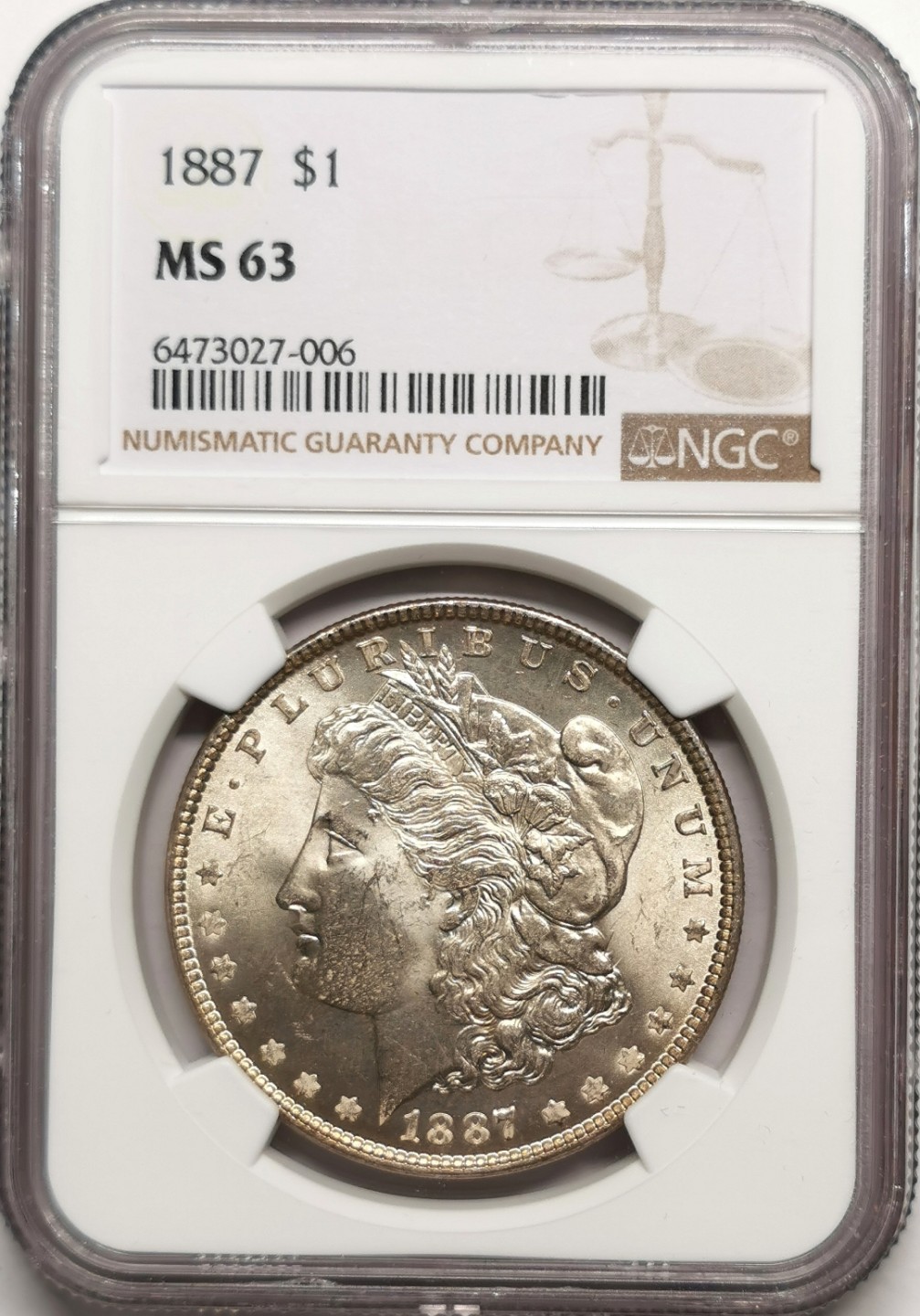 凡希社世界钱币微拍第二百二十五期 1887美国摩根壹元NGC-MS63