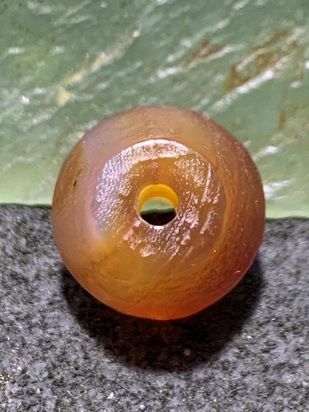 精美天眼纹高玉化风化纹玛瑙碟珠一颗，