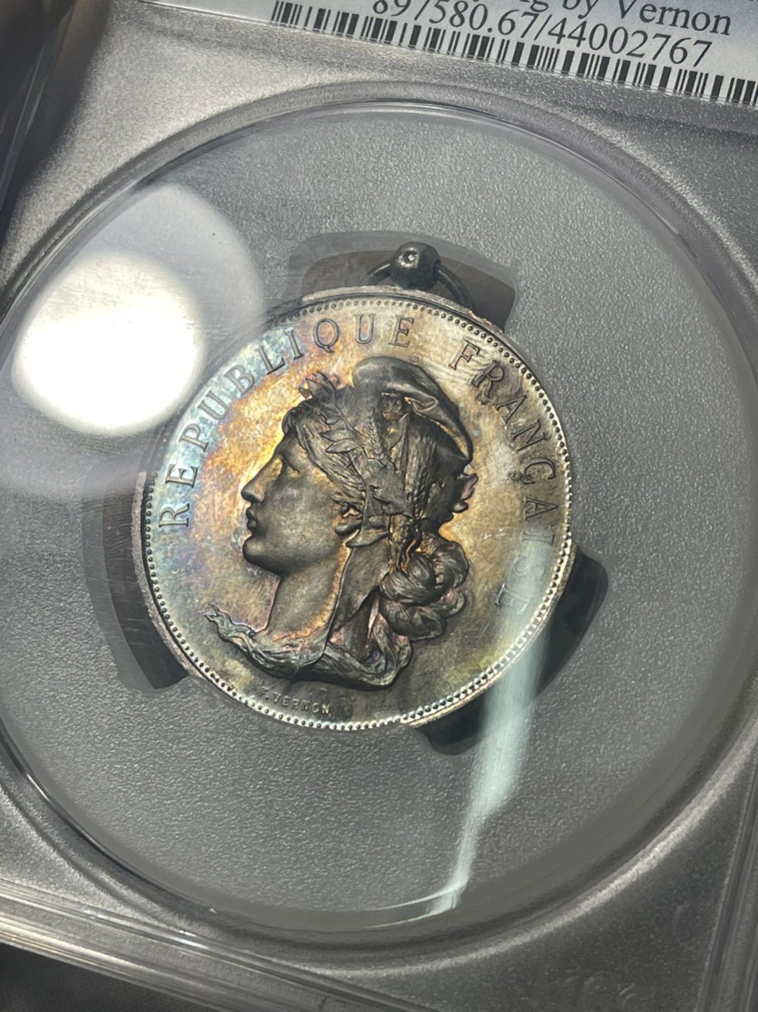 第七场，法国艺术章牌代币拍卖（实时专场） 法国加来海峡中央农业协会银质奖章pcgs评级sp67