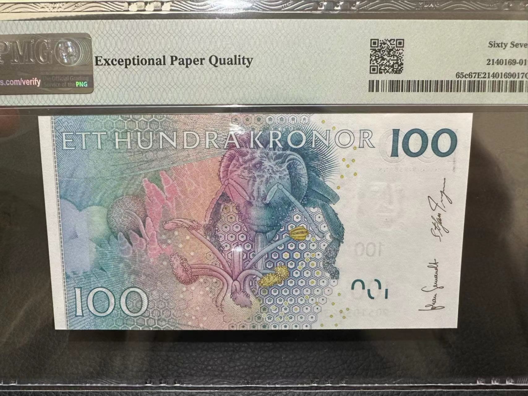 《外钞收藏家》第二百二十八期 2006-14年瑞典100克朗 PMG67 无47